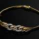 Zartes Gelb- und Weißgold 585 Armband, Mittelteil mit kleinen Achtkant Diamanten (zus. ca. 0.10ct/SI/W), 8g, L. 18,4cm - photo 1