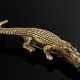 Vergoldete Silber 925 "Alligator" Nadel mit Onyx Augen, Unikat Karin Funke-Atmer, Hamburg, 27,6g, L. 7,3cm, Tragespuren - фото 1