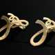 Paar verschlungene Gelbgold 585 Manschettenknöpfe, 12,4g, 3,5x3cm, Tragespuren - фото 1 Paar verschlungene Gelbgold 585 Manschettenknöpfe, 12,4g, 3,5x3cm, Tragespuren - фото 1