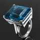 Platin 950 Ring mit London Topas im Treppenschliff (ca. 38ct, bestrahlt), 21,5g, Gr. 61, Ringschiene mit eingearbeiteter Verkleinerungsspange - photo 1