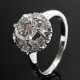 Weißgold 750 Krönchen Ring mit Brillant Solitär (ca. 0.83ct/VVS/TW) im Brillantkranz (zus. ca. 0.30ct/VSI/W), UdSSR nach 1958, hohl gearbeitet, 4g, Gr. 53,5 - photo 1