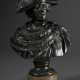 Rauch, Christian Daniel (1777-1857) "Friedrich II. von Preußen", Bronze patiniert, auf Marmorsockel, verso sign., H. 34cm (mit Sockel), leichte Altersspuren - photo 1