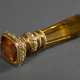 Prachtvoller Petschaft Stempel mit facettiertem Citrin Griff und Platte in feiner floral gearbeiteter Gold 585 Fassung, ligiertes Monogramm "CG", Mitte 19.Jh., 71g, H. 9,5cm - Foto 1