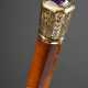 Eleganter Gold Stock Knauf mit feiner floraler Gravur und eingesetztem Amethyst, 18./19.Jh., L. 21cm, Palmstoß abgesägt - photo 1