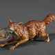 Wiener Bronze "Fuchs mit Gans", farbig gefasst, Bauch gestempelt, 4,6x12,3x3cm - photo 1