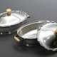 Paar oval bombierte dänische Silber Terrinen mit ornamentalem Rand sowie Elfenbein Griffen und Knauf, MZ: A. Dragstedt, Kopenhagen 1940, Silber 830, 3130g, 15x32x20cm, Genehmigung nach VO (EG) 338/97 liegt vor (kein Expo… - photo 1