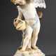 Große Meissen Figur "Amor hat einen Korb bekommen", Porzellan fein polychrom bemalt, um 1890/1900, Entw.: Heinrich Schwabe, Modell M 113, Knaufschwerter, H. ca. 29cm - photo 1