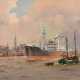 Mühlhan, Adolf (1886-1956) „Schiffsverkehr im Hamburger Hafen“, Öl/Hartfaser, u.l. sign., 30,5x40,5cm (m.R. 38,7x48,7cm) - photo 1