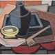Maetzel, Emil (1877-1955) „Stillleben mit Vase und Pfeife“ 1948, Öl/Papier, u.r. sign./dat., auf Papier montiert, 31x47cm (38,8x52,8cm), Reißzweckenlöcher in den Ecken, Provenienz: direkt vom Künstler erworben, Sammlung … - photo 1
