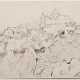 Bargheer, Eduard (1901-1979) "Küstenlandschaft mit Kirche" 1940, Tinte, verso: "Selbstportrait-Studie", u.l. sign./dat., BM ca. 32,3x42,8cm, leicht fleckig, min. Randdefekte - Foto 1