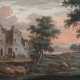 Dietzsch, Johann Christoph (1710-1769) "Flusslandschaft im Abendlicht", Gouache, BM 17x22,5cm (m.R. 30x35cm), verso Montagereste - Foto 1