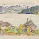 Hauptmann, Ivo (1886-1973) „Bergsee in den Alpen", Kohle/Aquarell, u.r. sign., BM 38,2x46,4cm (m.R. 66x73,5cm), Blatt herstellungsbedingt leicht wellig - Foto 1