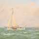 Wolters, Geo (1866-1943) "Plattbodenschiff in frischer Brise", Aquarell/Gouache, u.r. sign., 35x50cm (m.R. 39x54cm), leicht fleckig - photo 1