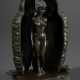 Herrenkabinett Bronze Figur „Eule und weiblicher Akt“, um 1900, H. 19,6cm, verso durchbohrt, Scharnierdefekt, berieben - Foto 1