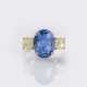 Sehr seltener, natürlicher Kashmir-Saphir Ring mit Diamanten. - photo 1
