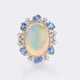 Opal Ring mit Saphiren und Diamanten. - Foto 1