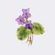 Nephrit-Amethyst Brosche 'Veilchen' mit Kleinstdiamanten. - photo 1