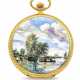 PATEK PHILIPPE. A UNIQUE, IMPORTANT AND STUNNING 18K GOLD POCKET WATCH WITH HAND-PAINTED MINIATURE ENAMEL BY SUZANNE ROHR DEPICTING "PROMENADE EN BAC" PAINTED BY SALOMON VAN RUYSDAEL - фото 1 PATEK PHILIPPE. A UNIQUE, IMPORTANT AND STUNNING 18K GOLD POCKET WATCH WITH HAND-PAINTED MINIATURE ENAMEL BY SUZANNE ROHR DEPICTING "PROMENADE EN BAC" PAINTED BY SALOMON VAN RUYSDAEL - фото 1