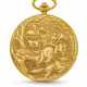 PATEK PHILIPPE. A UNIQUE AND EXCEPTIONAL 18K GOLD POCKET WATCH WITH DIPTYCH DEPICTING A HUNTING SCENE - Foto 1