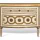 A NORTH ITALIAN BRASS-MOUNTED CREAM-PAINTED AND PARCEL-GILT DEMILUNE COMMODE - photo 1