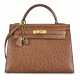 A MARRON OSTRICH SELLIER KELLY 32 WITH GOLD HARDWARE - photo 1