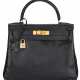 A BLACK CALF BOX LEATHER RETOURNÉ KELLY 28 WITH GOLD HARDWARE - photo 1
