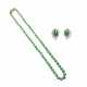 NO RESERVE - JADEITE BEAD NECKLACE; TOGETHER WITH A PAIR OF JADEITE AND DIAMOND EARRINGS - photo 1
