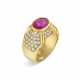 COLORED SAPPHIRE AND DIAMOND RING - Foto 1