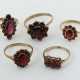 5 Granatringe modern, 5 Ringe mit verschiedenem Gr… - photo 1