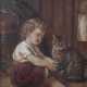Maler des 19. Jh. ''Mädchen mit Katze'', im Wohnzi… - photo 1