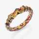 A bangle with dragon heads and diamonds, rubies, and enamel. India - photo 1