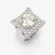 Ring mit großem gelbem Altschliffbrillanten und Brillanten. WEMPE - Foto 1