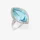A Marquise ring decorated with a fine azure-green aquamarine and brilliant-cut diamonds. Germany, 1990s - 2000s - photo 1
