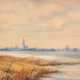 Bunke, Franz (1857 Schwaan-1939 Oberweimar) "Mecklenburger Seenlandschaft mit Segelbooten", Aquarell, sign. u.l., 14x23,5 cm, hinter Glas und Rahmen (Studium in Berlin und Weimar, Begründer der Schwaaner Malerk… - photo 1