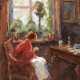 Monogrammist "V.H." Frau am Fenster", Öl/ Lw., monogr. u.r., 60x44 cm, Rahmen - photo 1