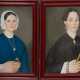 2x Biedermeier-Porträts "Dame mit Buch" und "Dame mit Spitzenhaube", Pastell, unign., 35x29 cm und 35x29,5 cm, jeweils hinter Glas und Rahmen - photo 1