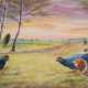 "Balzende Auerhähne", Öl/ Hartfaser, undeutl. sign. u.r., 30x40,5 cm, dazu "Auerhähne in Wiesenlandschaft", Gouache, unsign., 25x40,5 cm, ungerahmt - фото 1