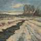 Werner, Max (1879 Staucha-1952 Neumünster) "Winterlandschaft mit Bauerngehöft hinter Bäumen", Öl/ Platte, sign. und dat. u.r., 47x62 cm, Rahmen - Foto 1