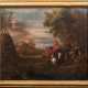 "Idyllische Landschaft mit Bauernfamilie", Öl/Lw., 1 Hinterlegung, Lw. beschäd. o.r,, auf Rahmen bez. "Roos, Johann Melchior", 73x87,5 cm, Rahmen - photo 1