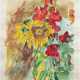 Hauptmann, Ivo (1886 Erkner-1973 Hamburg/Dresden) "Sonnenblumen", Aquarell/Bleistift/Papier, sign. u.r. und dat. 1965, rückseitig Nachlass-Stempel, 46x38 cm, ungerahmt (ältester Sohn von Gerhart Hauptmann, Schü… - photo 1
