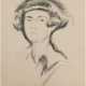 Hauptmann, Ivo (1886 Erkner-1973 Hamburg/Dresden) "Margaretha Hauptmann im Adlon Berlin-2. Ehefrau von Gerhart Hauptmann", Zeichnung, sign. u.r. und bez. und dat. 1922 u.l., 42x33 cm, im Passepartout hinter Gla… - фото 1