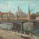 Russischer Maler 19. Jh. "Kreml mit der großen Moskwa-Brücke um 1880", Öl/ Mp., undeutl. kyrillisch sign. u.r., 22x43 cm, Rahmen - photo 1