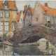 Preussner, Else (1889-1954) "Altstadt mit Brücke", Mischtechnik, sign. u.l., 26x340 cm, im Passepartout hinter Glas und Rahmen (Sie war eine deutsche Malerin und Grafikerin) - photo 1