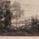 Krostewitz, Fritz (1860 Berlin-1913 ebenda) "Picknick am See", Radierung, handsign. u.r., Blatt min. stockfleckig, 18,5x24,5 cm, im Passepartout hinter Glas und Rahmen - photo 1