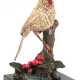 Wiener Bronze "Kardinalvogel auf Ast mit Beeren sitzend", polychrom gefaßt, sign. Manbreß", Gießerstempel mit AB in Amphore, H. 12,3 cm, auf schwarzem Steinsockel, Ges.-H. 14 cm - photo 1