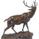 Valton, Charles (1851- 1918) "Röhrender Hirsch", Bronze, braun patiniert, auf naturalistischem Sockel signiert, ca. 53x55x28 cm - photo 1
