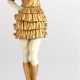 Figur "Tänzerin im goldenen Gewand auf einem Würfel stehend", nach Fernando Paris, Metallguß, farbig gefasst, Würfel aus Marmor, H. 43 cm - Foto 1