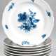 7 Meissen-Teller, Deutsche blaue Blume mit Insekten, Schwertermarke 1924-34, Neuer Ausschnitt, 1. Wahl, Dm. 17,5 cm - photo 1