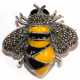 Brosche "Biene“, 925er Silber, gelb/schwarz emailliert, Markasiten, Maße ca. 3,0 x 2,9 cm - photo 1