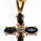 Kette mit Kreuz-Anhänger, Maße ca. 2,1 x 1,1 cm, 925er Silber, vergoldet, Saphire und kleiner Diamant, Kettenlänge ca. 45 cm - photo 1